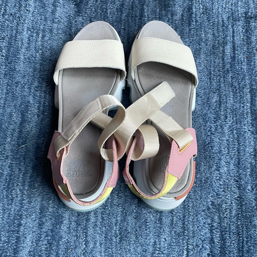 SOREL KINETIC Impact Y-Strap High Sandal Cream/Pink. Functional and Stylish! Sz9 - Picture 8 of 8